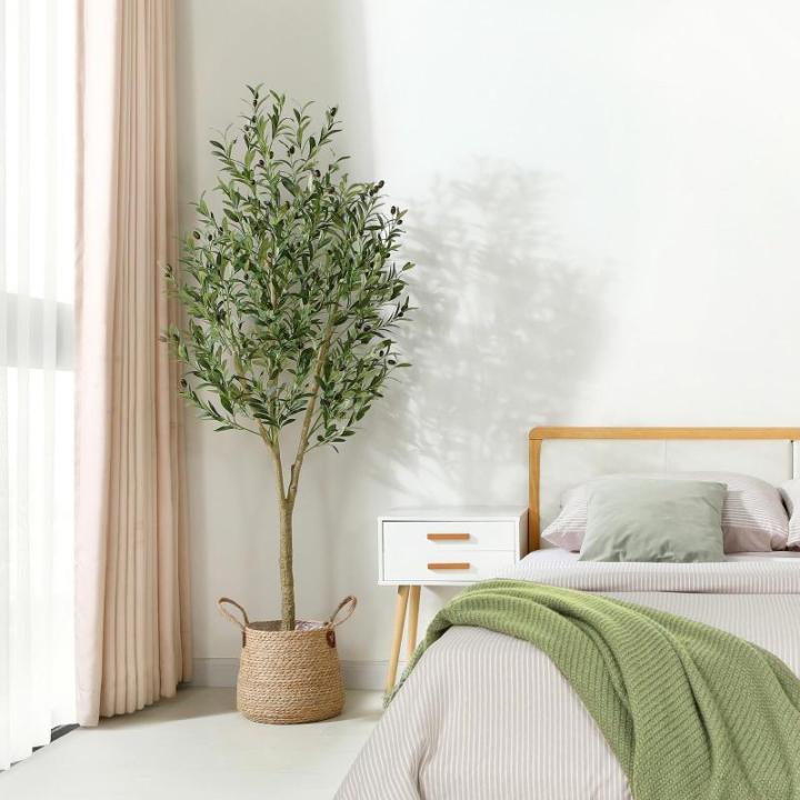 Künstliche Olivenbaum Pflanzen 180cm Fake Tropische Plastik Pflanze Perfekte Große Pflanzen im Topf für Indoor Outdoor Haus Büro Garten Moderne Dekoration Housewarming Geschenk
