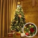 1,5 m kerstboom lichtketting met ring, 8 slingers en kerstboompiek ster, 210 LED kerstboomverlichting binnen met 8 modi, warm wit