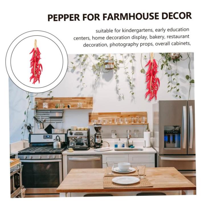 2 Sätze Simulierte Hängende Knoblauchspieße Wohnraumdeko Ladeneinrichtung Paprika Dekoration Gefälschte Hängende Pfeffergirlande Pfeffer Für Bauernhausdekor Schaum Rot 5 Stü