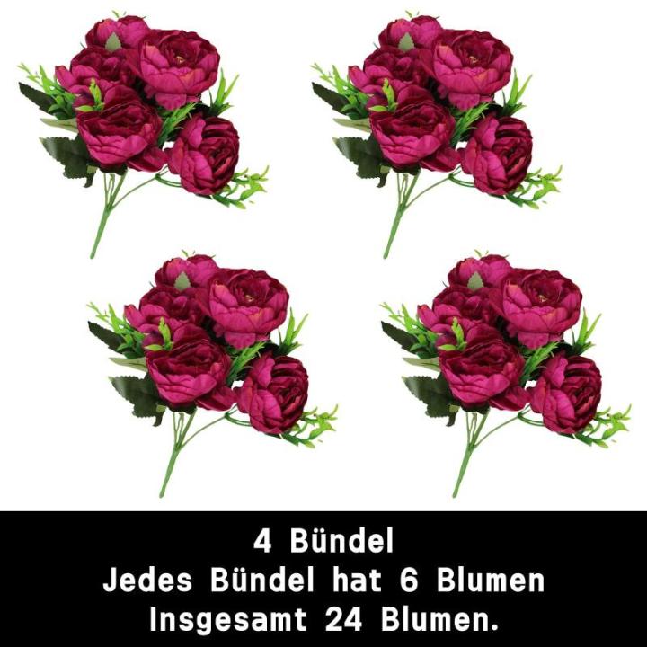 Dekoblumen Künstlich 24 Stücke Künstliche Pfingstrose Blumen Gefälschte Glorious Blumensträuße Fake Flowers für Hochzeitsfest Hochzeitsdekoration 0806