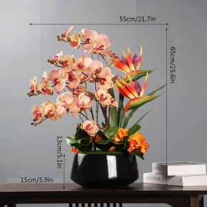 Kunstblumen Künstliche Schmetterlingsorchidee – Seiden-Phalaenopsis mit Keramikvase für Hochzeits-, Heim- und Partydekoration – elegant für jeden Anlass