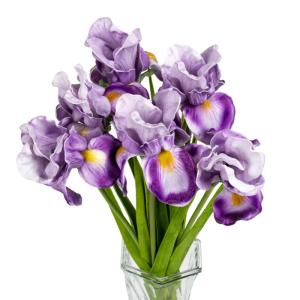 Iris 6 Pack 23,6 inch Real Touch Fake Flowers, voor bruiloft, huis, feestdecoratie (paars)