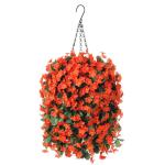 Hangende kunstbloemenmand, nep hangende plant, zijden orchideebloemen, kunstbloemstuk voor buiten tuin, tuin, zakje, patio binnen, woondecoratie (oranje)