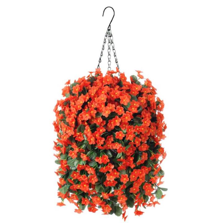 , planten met hangende manden voor buiten, kunstzijde, orchideebloem in pot, plantenbak, UV-bestendig, voor thuis, veranda, buiten, tuin, tuin, terras, decoratie (blauw)