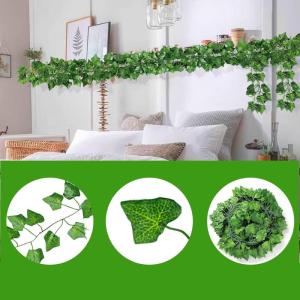 Kunstklimop, 12 stuks, 2 m, kunstplant, hangend decoratief gordijn, nepplanten, kamerdecoratie, duurzaam en levensecht, voor tuin, bruiloft, feest, wanddecoratie, terras, schommel,
