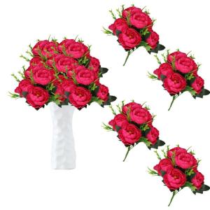 Kunstbloemen, 24 bundels kunstbloemen, pioenroos, namaakpioenroos, boeketten voor bruiloft, thuis, tafel, feest, raamdecoratie, 0803