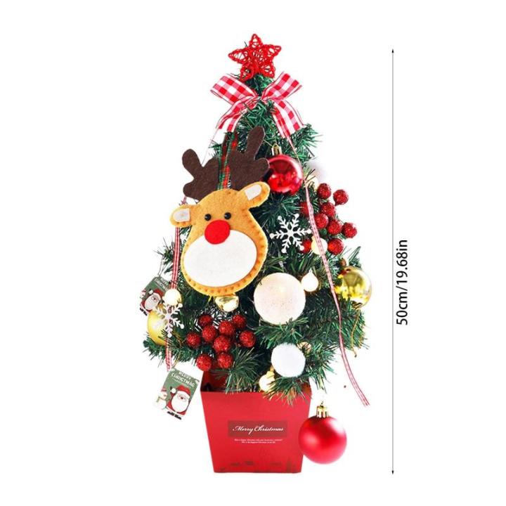 Mini Weihnachtsbaum 50CM Kleiner Weihnachtsbaum mit Beleuchtung, Weihnachten Deko Christbaum mit LED Lichterkette und Weihnachtskugel, Künstliche Weihnachtsbäume Geschmückt für