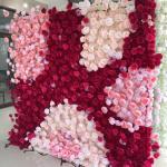 Wandpaneel Mit Künstlichen Hochzeitsblumen, Unterseite Aus Stoff, Weiß, Rot, Romantische Rose, Kunstseide, Floraler Hintergrund(3M*3M)