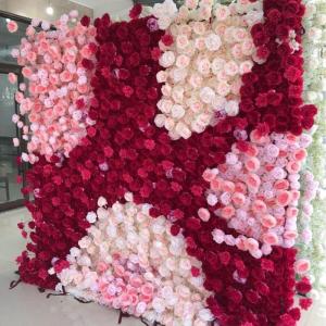 Wandpaneel Mit Künstlichen Hochzeitsblumen, Unterseite Aus Stoff, Weiß, Rot, Romantische Rose, Kunstseide, Floraler Hintergrund(2.5M*2.5M)