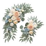 Faux Bloem Swag Set van 2 voor Bruiloft, Huwelijksboog Bloemen Welkom Teken, Witte Huwelijksboog Faux Groen Slinger, Bloemstuk Swag Achtergrond voor Huwelijksceremonie (2 stuks