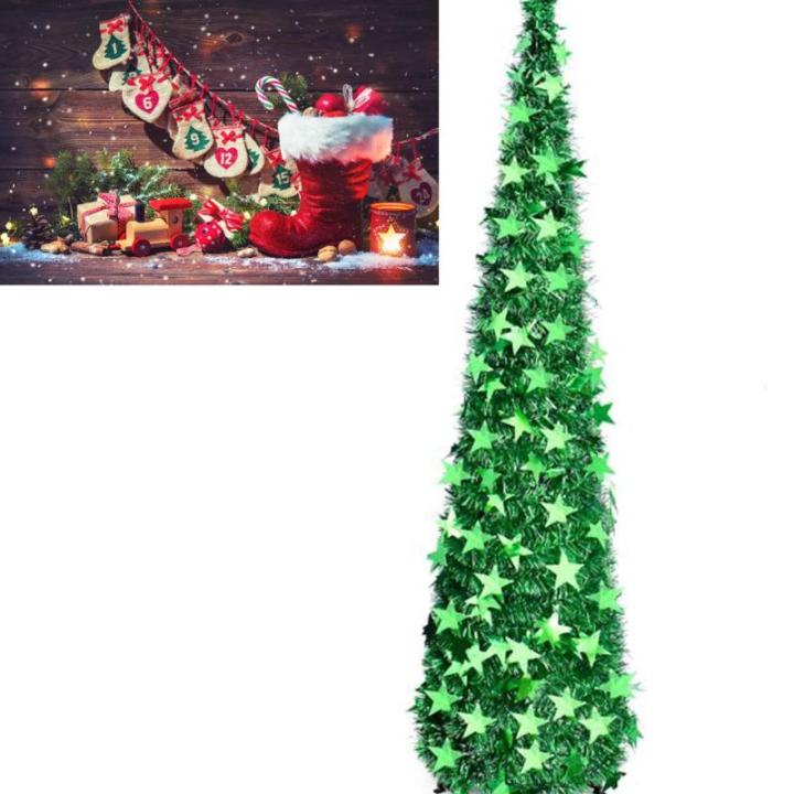 Weihnachtsbaum, PVC-Stern-Glitzer, festliche, faltbare Weihnachtsbaum-Figur, Dekoration für Zuhause, Hotel (Green)