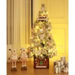Schneebeflocktes Weihnachtsbaum-Set,künstlicher Weihnachtsbaum aus Kiefernholz mit Dekorationsornamenten,für Home-Office-Geschäfte und Hotels-Weiß 300cm Modisch，White-150cm(5