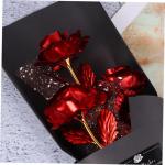 1 Stück 3 Geschenkrosen Künstliche Rosen Romantische Rosen Hochzeitsdekoration Romantische Krippendekoration Hochzeitsblumen Kunstfolie Roségoldfolie Rosenstrauß Rot