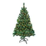 Kunstkerstboom met verlichting, 120 cm, pvc, kunstkerstboom met 120 leds en standaard, kunstkerstdecoratie, groen
