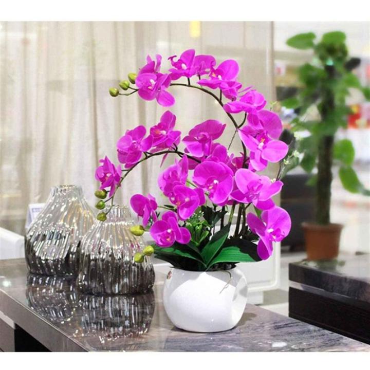 Kunstblumen Künstliches Blumenset, künstliche Blumen im Topf, schöne Blumen, künstliche Orchidee mit Vase, Phalaenopsis-Pflanzgefäß, Wohnzimmer für jeden Anlass