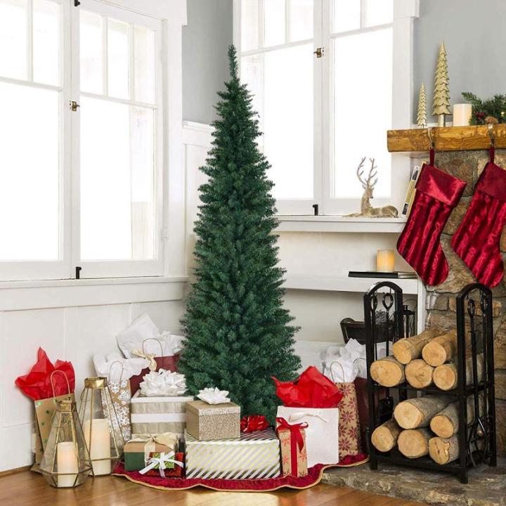 Weihnachtsbaum künstlicher Baum, Grüner Bleistift Schlanker Weihnachtsbaum(7FT/2.1M)