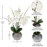 Kunstblumen Orchidee Künstliche Kunstpflanze Phalaenopsis Weiß Blumen Deko Höhe 49 cm, Fest verankert im Keramiktopf