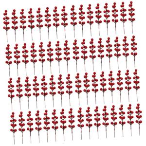80 STK Simulation rote Fruchtgabel kunstpflanze künstliche Pflanzen hausdeko gefälschte Beerenstiele Stimulation rote Beeren künstliche Stechpalmenbeeren Christbaumschmuck Plast