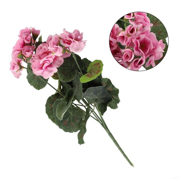 Künstliche Geranien, Blumen, künstliche Pflanze, Geranie, Strauch, Blumen, künstliche Flora, Heimdekoration, Zubehör, künstliche Pflanzen (lila)