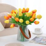 12 stuks latex kunsttulpen - nep-tulpen, , nep-tulpen, bloem met natuurlijke touch voor thuis, kantoor, bruiloftsdecoratie (rood en geel)
