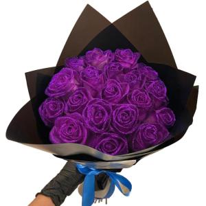 Glitter-rozenboeket, kunstrozenboeket, doe-het-zelf boeket, glanzend, kunstrozenboeket, liefdescadeau, rozengrans, doe-het-zelf boeket cadeaus voor Valentijnsdag (paars, 20 stuks)