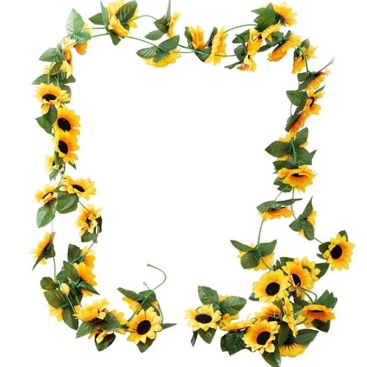 5 Pack kunstmatige zonnebloemen hangende wijnstok, kunstmatige zonnebloem slinger, hangende zonnebloem slinger, nep zijde zonnebloem wijnstokken Garland voor DIY krans, Home Party 