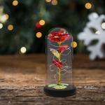 Moederdagcadeau voor mama, Belle en het Beest, roos in glazen koepel, eeuwige bloem in glas, cadeaus voor je Valentijnsdag, jubileum en verjaardag van je vriendin (rood)