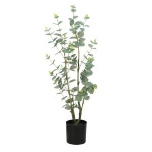 Eucalyptus kunstplant, kunstboom, kunstplant, decoratie, in zwarte pot, zeer realistisch, groen, 80 cm