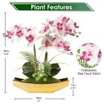 Phalaenopsis Kunstmatige Orchidee in pot, goudkleurig, 38,1 cm, kunstbloem voor tafelopzetstuk, woonkamer, woondecoratie