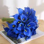 20 stuks kunstmatige Calla lelie, bruid, latex, ware aanraking, familie, decoratie, feest, bruiloft, hotel, decoratie, boeket (koningsblauw)