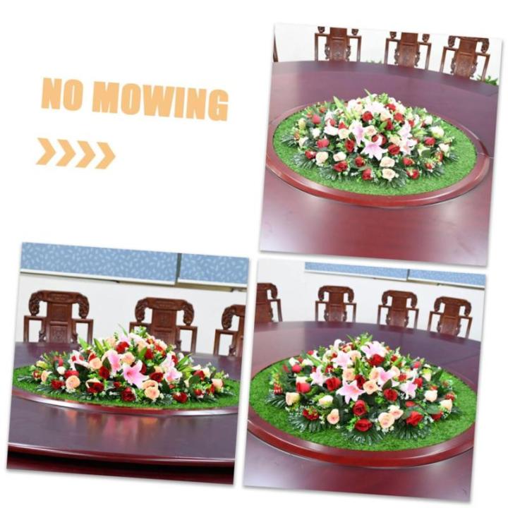 Schachtdeksel decoratie gazon eettafel decoratie tafelloper van gras tapijt bureauonderlegger placemat placemat ronde schachtafdekking groene planten