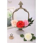 Künstliche Rosen Blume, 30 Stück Deko Blumen Fake Rosen mit Stielen DIY Hochzeit Blumensträuße Braut Zuhause Dekoration, Dunkelrot