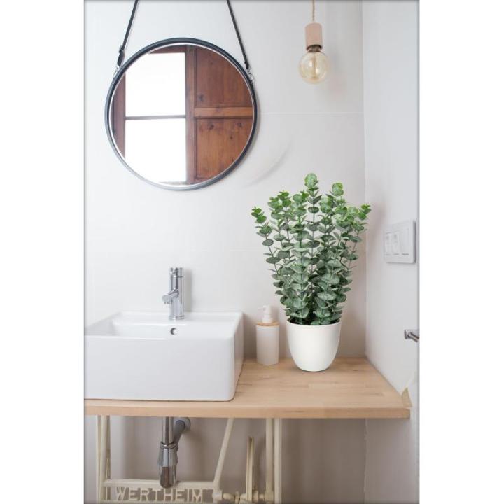 Kunstplant eucalyptus kunstplant lijkt op echte kamerplanten, decoratieve planten in witte pot, hoogte 40 cm