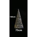 Künstlicher Weihnachtsbaum, beschneite Tanne mit Beleuchtung, Pop-Up 120-300cm (180cm)