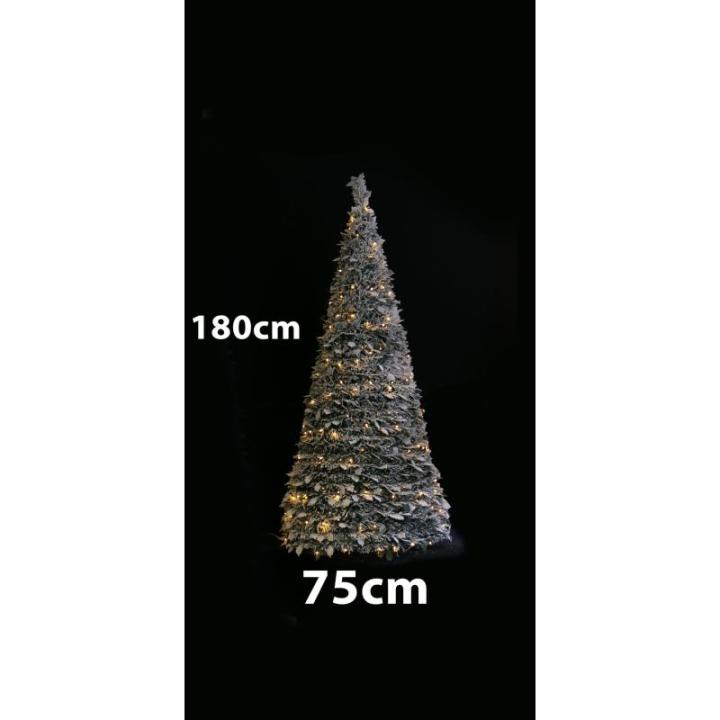 Künstlicher Weihnachtsbaum, beschneite Tanne mit Beleuchtung, Pop-Up 120-300cm (180cm)