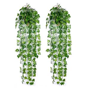 kunstmatige klimop slinger, 2 stuks, kunstmatige wijnstok, groene bladeren, , hangplant, voor thuis, keuken, tuin, kantoor, bruiloft, wanddecoratie