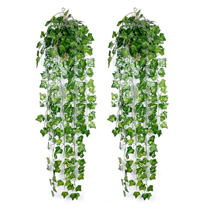 kunstmatige klimop slinger, 2 stuks, kunstmatige wijnstok, groene bladeren, , hangplant, voor thuis, keuken, tuin, kantoor, bruiloft, wanddecoratie