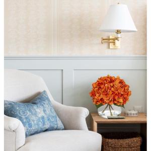 Kunsthortensia bloemen in vaas, echte touch nep hortensia bloem in glazen vaas met faux water zijde oranje faux bloemstuk voor thuis badkamer bruiloft decoratie