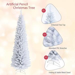 Christmas Tree Tannenbaum KüNstlich Weißer Bleistift-Weihnachtsbaum, Weihnachtskiefer, Geeignet for Heimdekoration ChristbäUme Sztuczna(180cm)