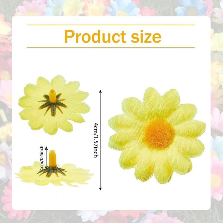 100 stuks kleine madeliefjes, gerbera madeliefjes, , stoffen bloemen, kunstmadeliefjes, ontworpen voor bloemendecoraties, doe-het-zelf (kleurenmengsel)