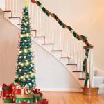 Pop-up spiraalvormige kerstboom, 150 cm, inklapbaar, met 5 m, 50 leds en sterpunt, kunstkerstboom voor thuis, woning, feest (B)