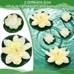 Kunstwaterlelie, 5 stuks, 10 cm en 18 cm, drijvende bloemen, waterlelie, wit, waterlelie, kunstbloemen, lotusbloem, kunstlotus, kunstdecoratie voor tuinvijver, decoratie