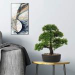 Kunstbonsai Natuurgetrouwe kunstplant, kunstboom, bonsai, ceder, grenen, podocarpus, plastic plant, kunstplant met keramische pot in zwart, voor badkamerdecoratie, desktop, kantoor