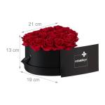 Rozenbox hart, 18 rozen, stevige bloemenbox, zwart, 10 jaar houdbaar, cadeau-idee, decoratieve bloemenbox, rood, 13 x 21 x 19 cm