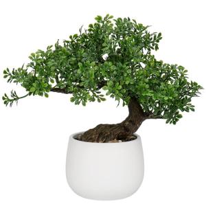 25 cm kunstplant bonsai boom in keramische pot esthetische Japanse bonsai decoratie voor woonkamer slaapkamer badkamer vensterbank decoratie - podocarpus kunstbonsai