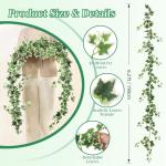 3 stuks kunstgroene klimop, 200 cm, geurloze zijden klimop, slinger met groene bladeren, namaakhangplant, decoratie voor muur, raam, bruiloftsfeest, binnen en buiten