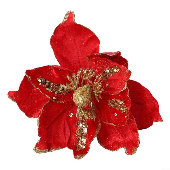 Glitzernder Weihnachtsstern, Weihnachtsbaumschmuck, hängende Dekoration für Weihnachtsbaum, Hochzeit, Party, Kranz, Dekoration (rot)