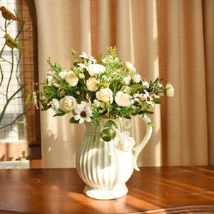 Kunstblumen Moderne kreative künstliche Blumenvase mit Keramikvase für Zuhause, Hochzeit, Restaurant, Dekoration, Wohnzimmer-Arrangement für jeden Anlass