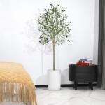 Kunstolijfboom, 150 cm, grote olijfboomplant, nep plastic planten in pot, kunstboom voor woonkamer, slaapkamer, kantoor, decoratie, tuin