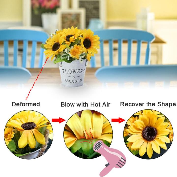 Kunstplant Zonnebloemen, Decoratieve in Pot Metaal, Nep Groene Potplanten, Mini Kunstmatige Zonnebloemen Bureauplanten, Klein Binnen Buiten Decor Huis Kantoor Keuken Tuin